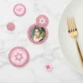 Glam Pink Elegante Girl Foto Bat Mitzvah Party Konfetti (Gruppe)