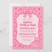 Glam Pink Fashion Doll Party for Girls Einladung (Vorderseite)