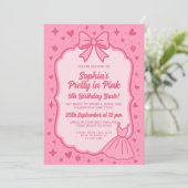 Glam Pink Fashion Doll Party for Girls Einladung (Stehend Vorderseite)