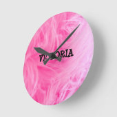 Glam Pink Girly Design Runde Wanduhr (Winkel)