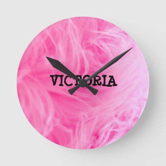 Glam Pink Girly Design Runde Wanduhr (Vorderseite)