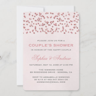 Glam Pink Glitzer Confetti Wedding Couple Dusche Einladung