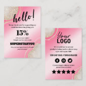 Glam Pink Glitzer Danke für Ihre Discount-Karte ei Visitenkarte (Vorne/Hinten)