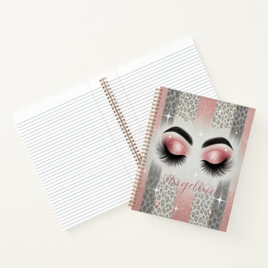 Glam Pink Glitzer Eyelashes Notebook Notizblock (Innenseite)