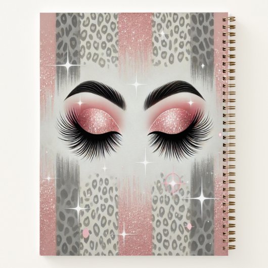 Glam Pink Glitzer Eyelashes Notebook Notizblock (Rückseite)