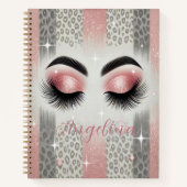 Glam Pink Glitzer Eyelashes Notebook Notizblock (Vorderseite)