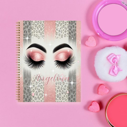 Glam Pink Glitzer Eyelashes Notebook Notizblock