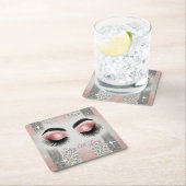 Glam Pink Glitzer Eyelashes Rechteckiger Pappuntersetzer (Vor Ort)