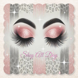 Glam Pink Glitzer Eyelashes Rechteckiger Pappuntersetzer