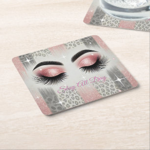 Glam Pink Glitzer Eyelashes Rechteckiger Pappuntersetzer