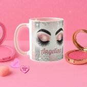 Glam Pink Glitzer Eyelashes Tasse