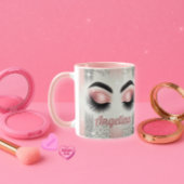 Glam Pink Glitzer Eyelashes Tasse