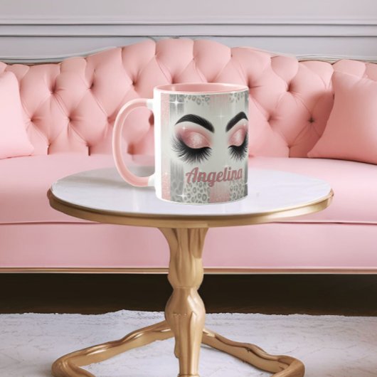 Glam Pink Glitzer Eyelashes Tasse