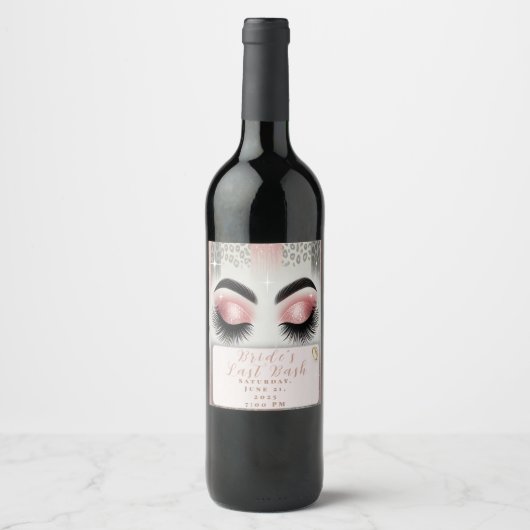 Glam Pink Glitzer Eyelashes Weinetikett (Vorderseite)