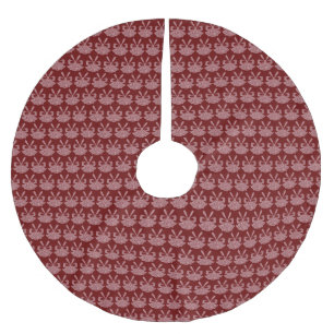 Glam Pink Glitzer Glocken auf Rot Holiday Polyester Weihnachtsbaumdecke