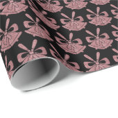 Glam Pink Glitzer Glocken auf Schwarz Urlaub Geschenkpapier (Rolleneckpunkt)