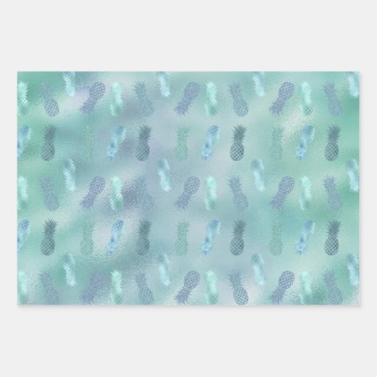 Glam Pink Glitzer Gold Ananas Geschenkpapier Set (Vorderseite 3)