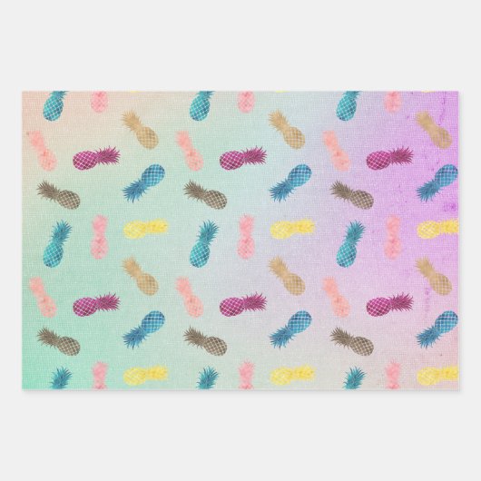 Glam Pink Glitzer Gold Ananas Geschenkpapier Set (Vorderseite 2)