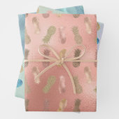 Glam Pink Glitzer Gold Ananas Geschenkpapier Set (Beispiel)