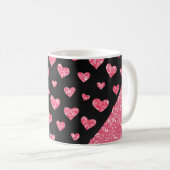 Glam Pink Glitzer Herz Sparkle Romantik Kaffeetasse (VorderseiteRechts)