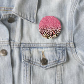 Glam Pink Glitzer Leopard Muster Button (Beispiel)