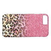 Glam Pink Glitzer Leopard Muster Case-Mate iPhone Hülle (Rückseite (Horizontal))