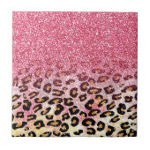 Glam Pink Glitzer Leopard Muster Fliese (Vorderseite)