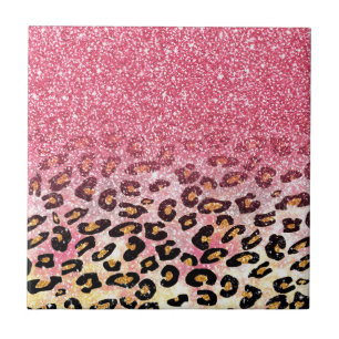 Glam Pink Glitzer Leopard Muster Fliese