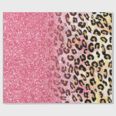 Glam Pink Glitzer Leopard Muster Geschenkpapier (Flach)