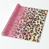 Glam Pink Glitzer Leopard Muster Geschenkpapier (Ungerollt)