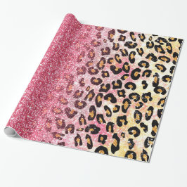 Glam Pink Glitzer Leopard Muster Geschenkpapier