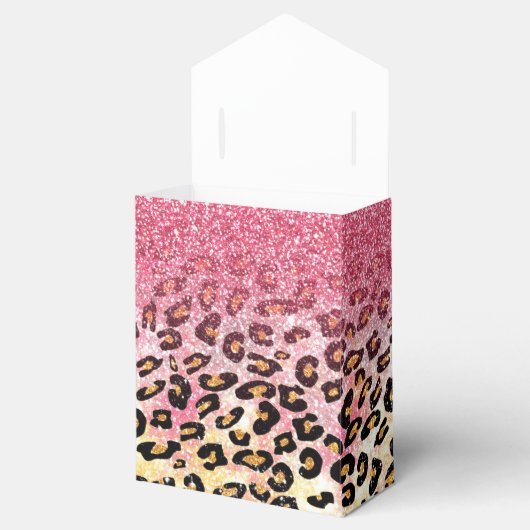 Glam Pink Glitzer Leopard Muster Geschenkschachtel (Geöffnet)