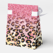 Glam Pink Glitzer Leopard Muster Geschenkschachtel (Rückseite)
