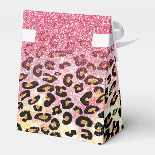 Glam Pink Glitzer Leopard Muster Geschenkschachtel (Rückseite)