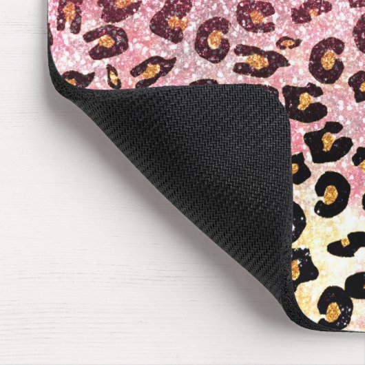 Glam Pink Glitzer Leopard Muster Mousepad (Ecke)