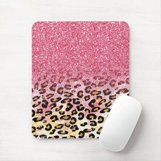 Glam Pink Glitzer Leopard Muster Mousepad (Mit Mouse)