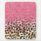 Glam Pink Glitzer Leopard Muster Mousepad (Vorne)
