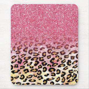 Glam Pink Glitzer Leopard Muster Mousepad