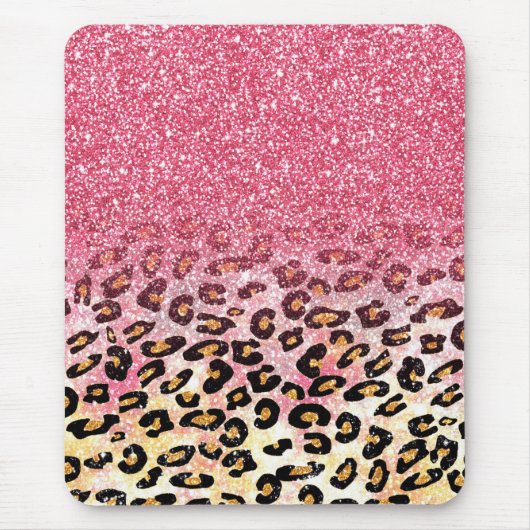 Glam Pink Glitzer Leopard Muster Mousepad (Vorne)