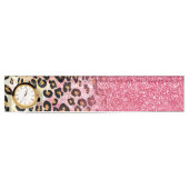 Glam Pink Glitzer Leopard Muster Namensplakette (Vorderseite)