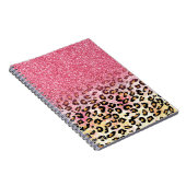 Glam Pink Glitzer Leopard Muster Notizblock (Rechte Seite)