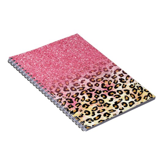 Glam Pink Glitzer Leopard Muster Notizblock (Rechte Seite)