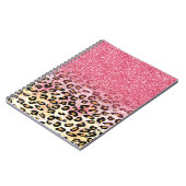 Glam Pink Glitzer Leopard Muster Notizblock (Linke Seite)