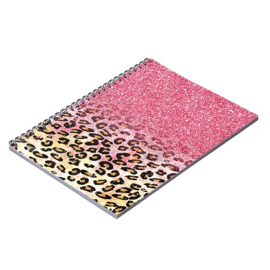Glam Pink Glitzer Leopard Muster Notizblock (Linke Seite)