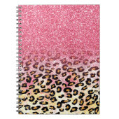 Glam Pink Glitzer Leopard Muster Notizblock (Vorderseite)