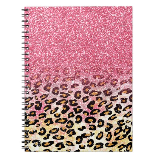 Glam Pink Glitzer Leopard Muster Notizblock (Vorderseite)