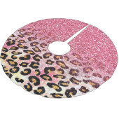 Glam Pink Glitzer Leopard Muster Polyester Weihnachtsbaumdecke (Schrägansicht)