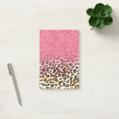 Glam Pink Glitzer Leopard Muster Post-it Klebezettel (Büro)