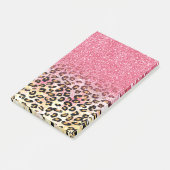 Glam Pink Glitzer Leopard Muster Post-it Klebezettel (angewinkelt)