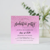 Glam Pink Glitzer Look 2024 Grad Party | FOTO Einladung (Stehend Vorderseite)